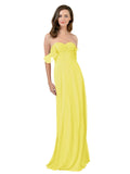 Yellow A-Line Strapless Sweetheart Off the Shoulder Long Bridesmaid Dress Jamila