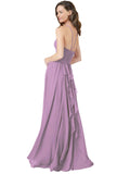 RightBrides Anum Dark Lavender A-Line Halter Sleeveless Long Bridesmaid Dress