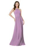 RightBrides Anum Dark Lavender A-Line Halter Sleeveless Long Bridesmaid Dress