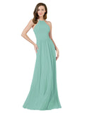 Jade A-Line Halter Sleeveless Long Bridesmaid Dress Anum