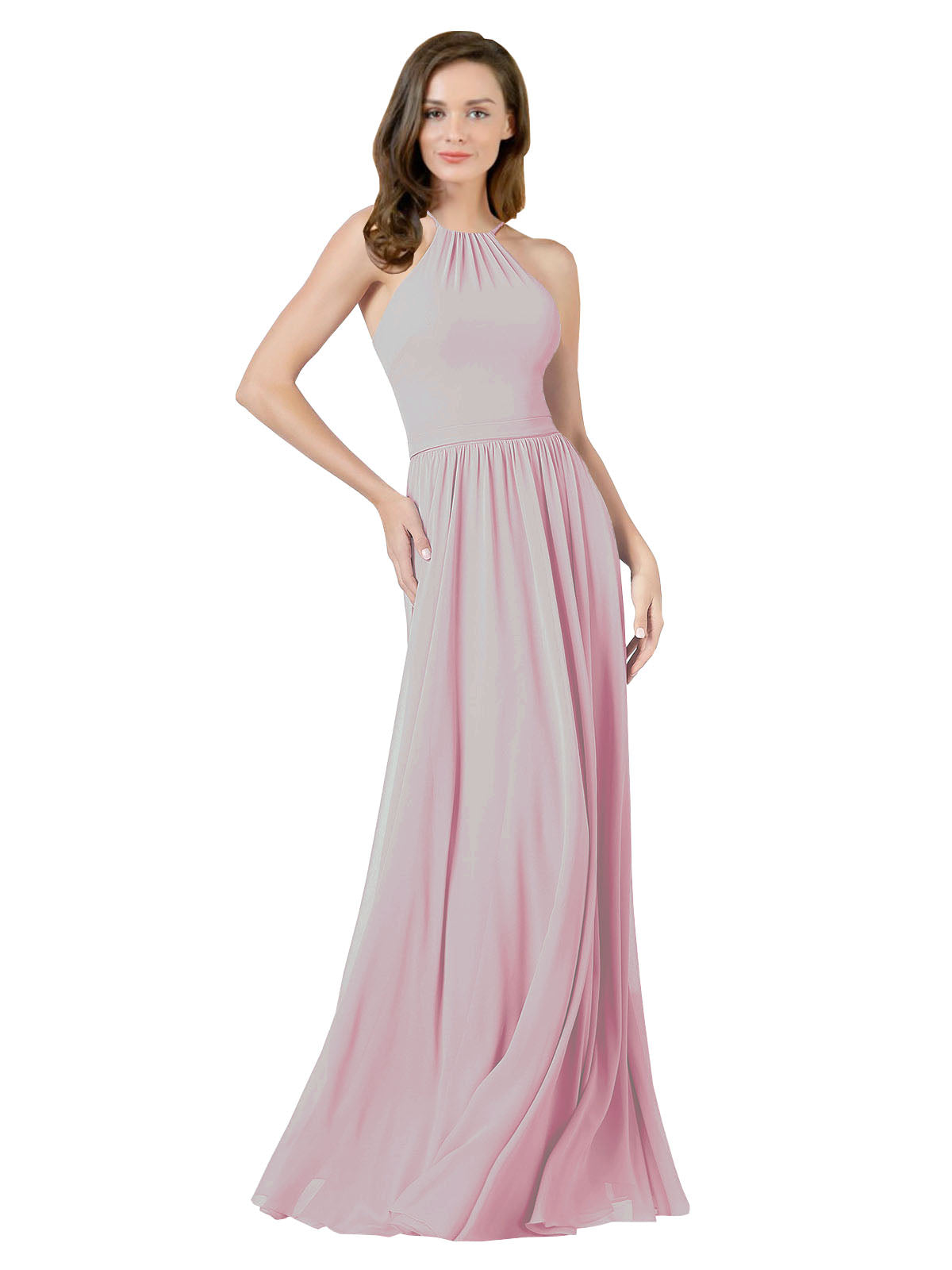 Primrose A-Line Halter Sleeveless Long Bridesmaid Dress Anum