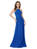 Royal Blue A-Line Halter Sleeveless Long Bridesmaid Dress Anum