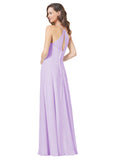 RightBrides Mota Lilac A-Line Spaghetti Straps Square Sleeveless Long Bridesmaid Dress