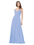 Lavender A-Line V-Neck Spaghetti Straps Sleeveless Long Bridesmaid Dress Kari