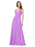 Violet A-Line V-Neck Spaghetti Straps Sleeveless Long Bridesmaid Dress Kari
