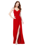 RightBrides Bradi Dark Red A-Line Spaghetti Straps Sleeveless Long Bridesmaid Dress
