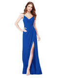 RightBrides Bradi Royal Blue A-Line Spaghetti Straps Sleeveless Long Bridesmaid Dress