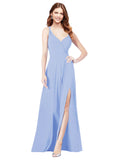 RightBrides Ofelia Lavender A-Line Spaghetti Straps V-Neck Sleeveless Long Bridesmaid Dress