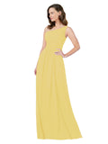 RightBrides Stephane Daffodil Sheath One Shoulder Sleeveless Long Bridesmaid Dress