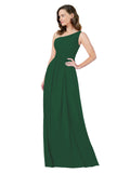 RightBrides Stephane Dark Green Sheath One Shoulder Sleeveless Long Bridesmaid Dress