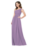 RightBrides Stephane Dark Lavender Sheath One Shoulder Sleeveless Long Bridesmaid Dress