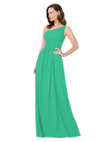 RightBrides Stephane Emerald Green Sheath One Shoulder Sleeveless Long Bridesmaid Dress