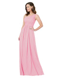 RightBrides Stephane Hot Pink Sheath One Shoulder Sleeveless Long Bridesmaid Dress