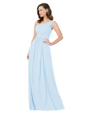 RightBrides Stephane Light Sky Blue Sheath One Shoulder Sleeveless Long Bridesmaid Dress