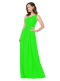 RightBrides Stephane Lime Green Sheath One Shoulder Sleeveless Long Bridesmaid Dress
