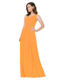 RightBrides Stephane Orange Sheath One Shoulder Sleeveless Long Bridesmaid Dress