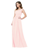 RightBrides Stephane Pink Sheath One Shoulder Sleeveless Long Bridesmaid Dress