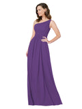 RightBrides Stephane Plum Purple Sheath One Shoulder Sleeveless Long Bridesmaid Dress