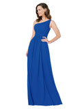 RightBrides Stephane Royal Blue Sheath One Shoulder Sleeveless Long Bridesmaid Dress