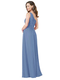 RightBrides Stephane Windsor Blue Sheath One Shoulder Sleeveless Long Bridesmaid Dress