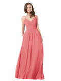 Desert Rose A-Line V-Neck Sleeveless Long Bridesmaid Dress Keeley