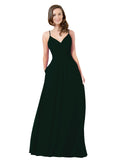 Ever Green A-Line V-Neck Sleeveless Long Bridesmaid Dress Keeley