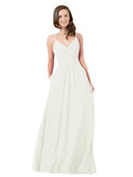 Ivory A-Line V-Neck Sleeveless Long Bridesmaid Dress Keeley