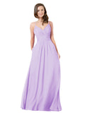 Lilac A-Line V-Neck Sleeveless Long Bridesmaid Dress Keeley