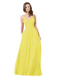 Yellow A-Line V-Neck Sleeveless Long Bridesmaid Dress Keeley