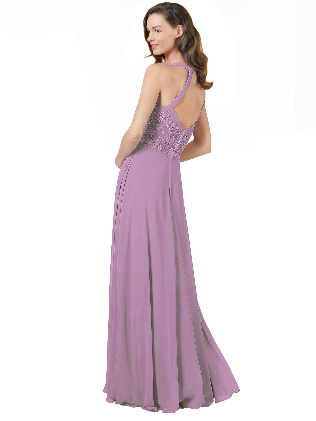 Dark Lavender A-Line Spaghetti Straps Sleeveless Long Bridesmaid Dress Helma