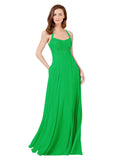 Green A-Line Spaghetti Straps Sleeveless Long Bridesmaid Dress Helma