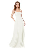 Ivory A-Line Spaghetti Straps Sleeveless Long Bridesmaid Dress Helma