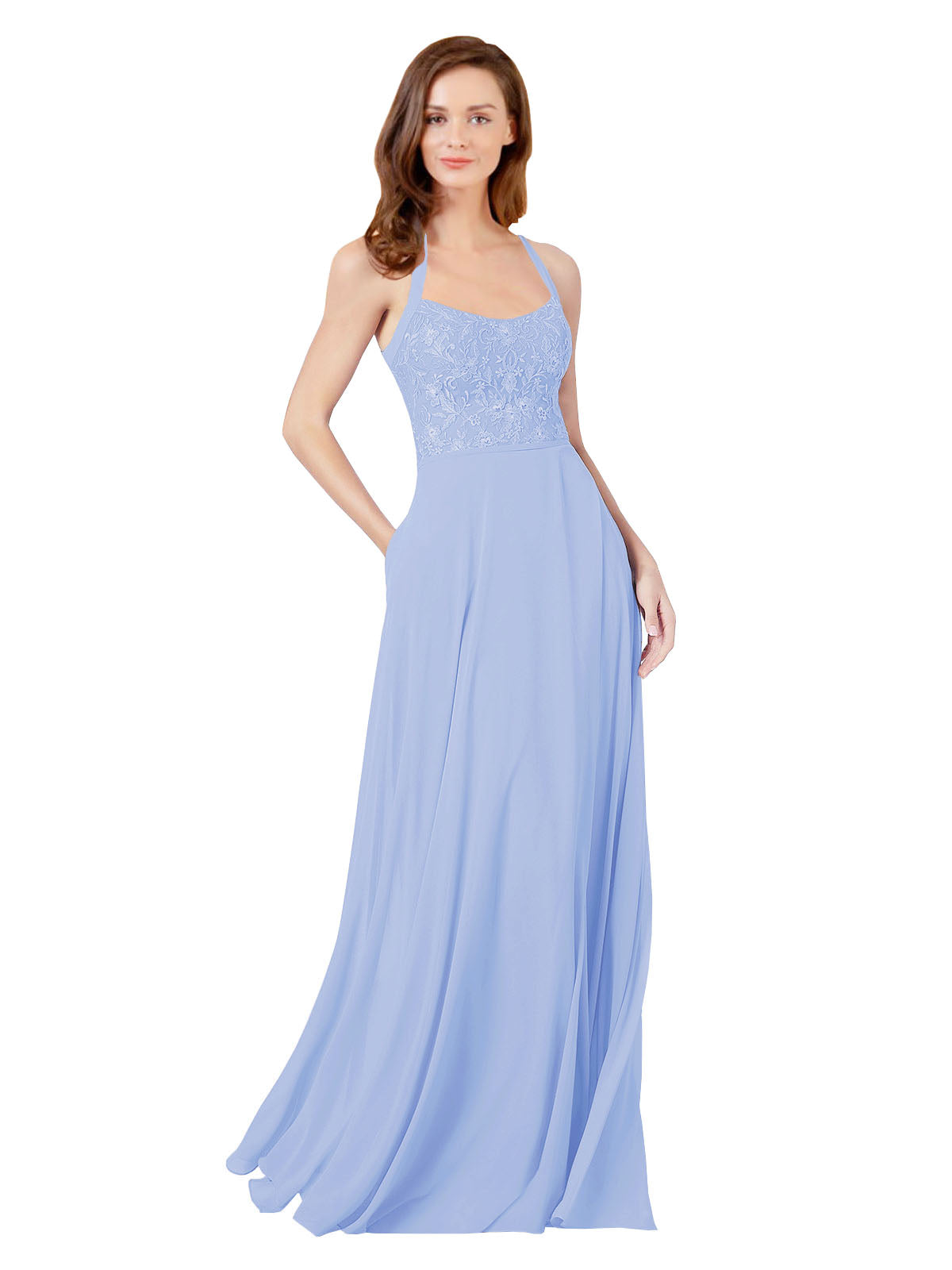 Lavender A-Line Spaghetti Straps Sleeveless Long Bridesmaid Dress Helma