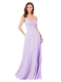 Lilac A-Line Spaghetti Straps Sleeveless Long Bridesmaid Dress Helma
