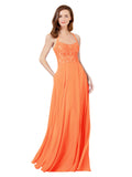 Tangerine Tango A-Line Spaghetti Straps Sleeveless Long Bridesmaid Dress Helma