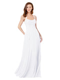 White A-Line Spaghetti Straps Sleeveless Long Bridesmaid Dress Helma