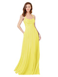 Yellow A-Line Spaghetti Straps Sleeveless Long Bridesmaid Dress Helma
