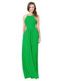 Green A-Line Halter Sleeveless Long Bridesmaid Dress Cindy