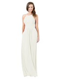 Ivory A-Line Halter Sleeveless Long Bridesmaid Dress Cindy