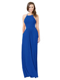 Royal Blue A-Line Halter Sleeveless Long Bridesmaid Dress Cindy