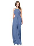 Windsor Blue A-Line Halter Sleeveless Long Bridesmaid Dress Cindy