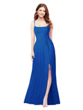 RightBrides Louis Royal Blue Sheath Square Spaghetti Straps Sleeveless Long Bridesmaid Dress
