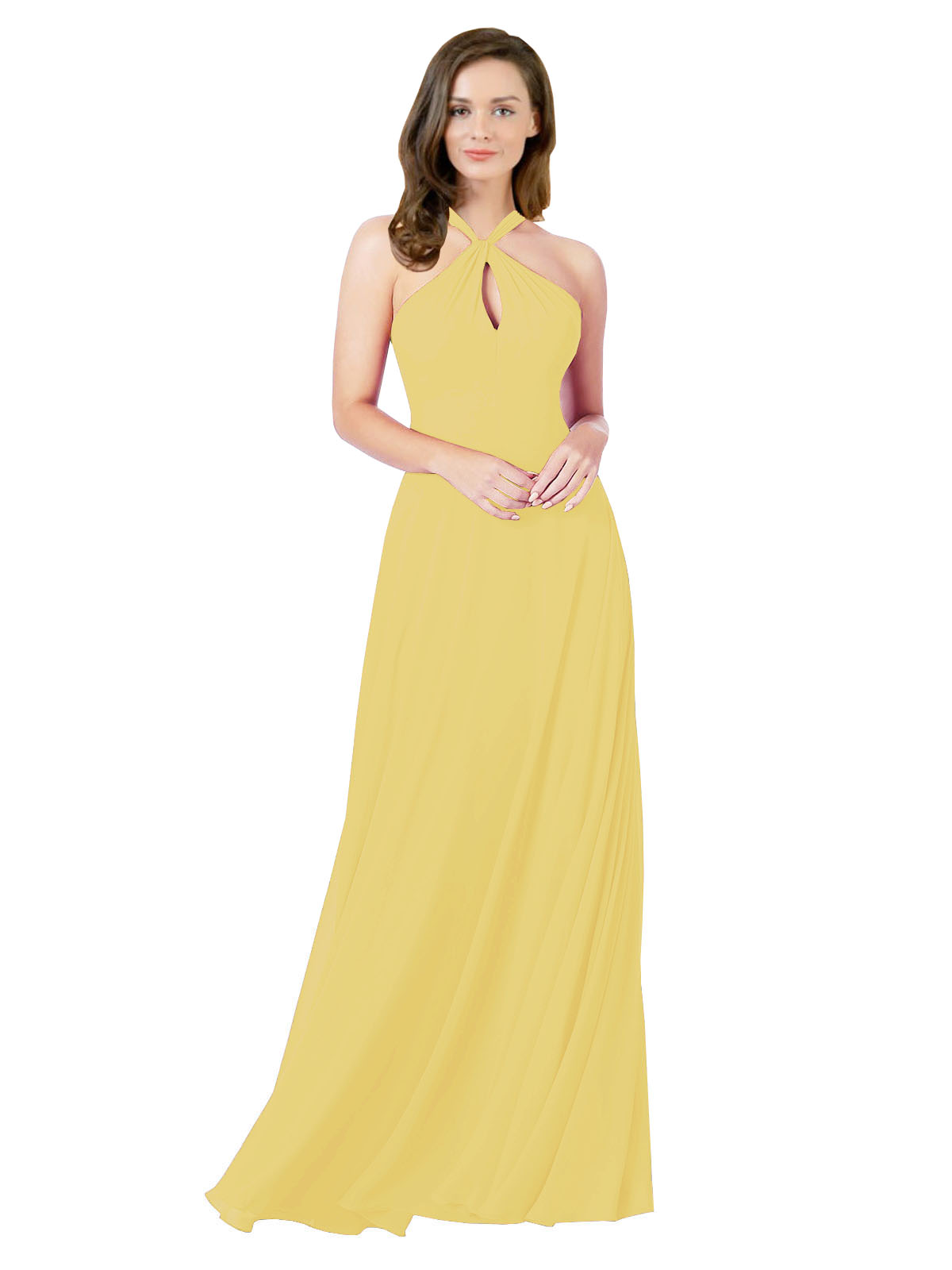 Daffodil A-Line Halter Sleeveless Long Bridesmaid Dress Chandler
