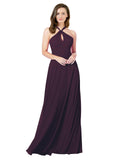 Grape A-Line Halter Sleeveless Long Bridesmaid Dress Chandler