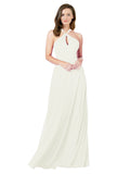 Ivory A-Line Halter Sleeveless Long Bridesmaid Dress Chandler