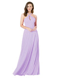 Lilac A-Line Halter Sleeveless Long Bridesmaid Dress Chandler