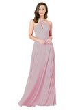 Primrose A-Line Halter Sleeveless Long Bridesmaid Dress Chandler