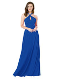 Royal Blue A-Line Halter Sleeveless Long Bridesmaid Dress Chandler