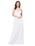 White A-Line Halter Sleeveless Long Bridesmaid Dress Chandler