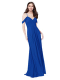 RightBrides Ursula Royal Blue A-Line Sweetheart V-Neck Sleeveless Long Bridesmaid Dress